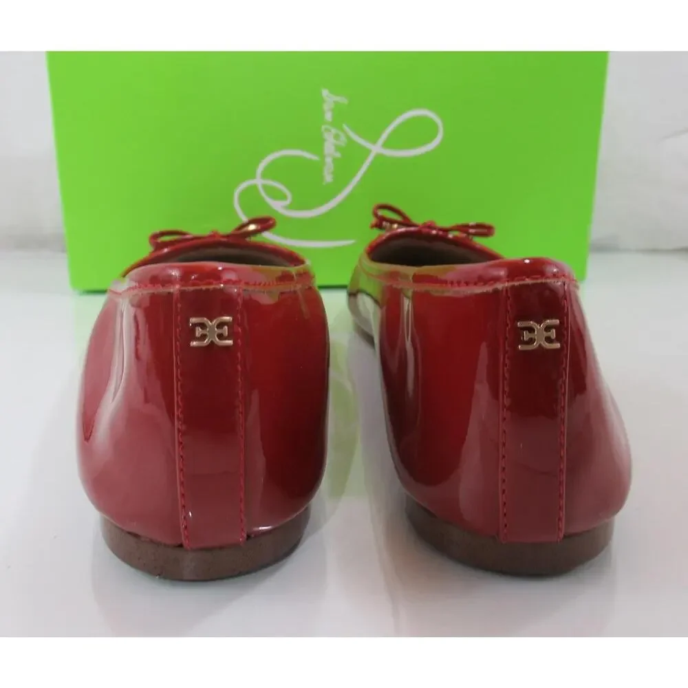 Sam Edelman Felicia Bow Detail Ballet Flat Shoes Lux Red Patent Size 7.5